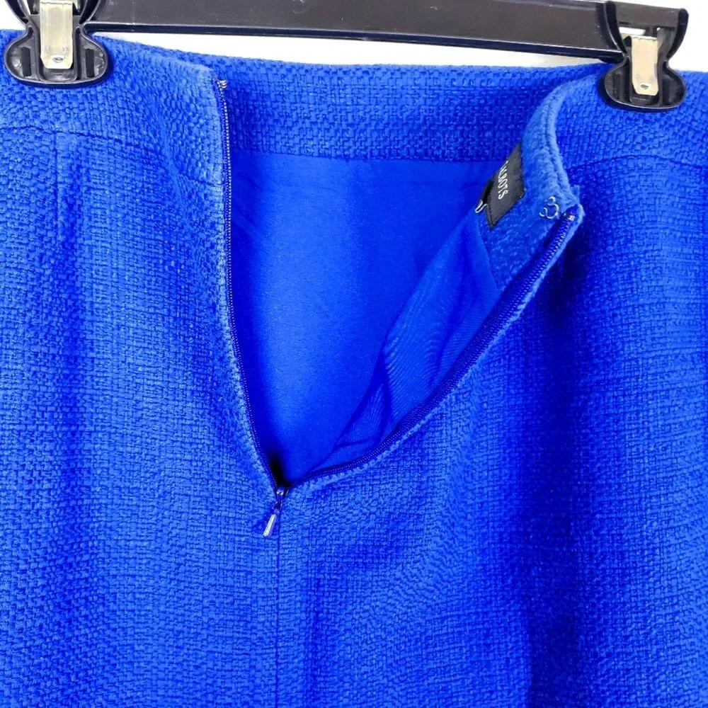 Women's Talbots Royal Blue Short Lace Cotton Blend Business Workwear Skirt Sz 14
